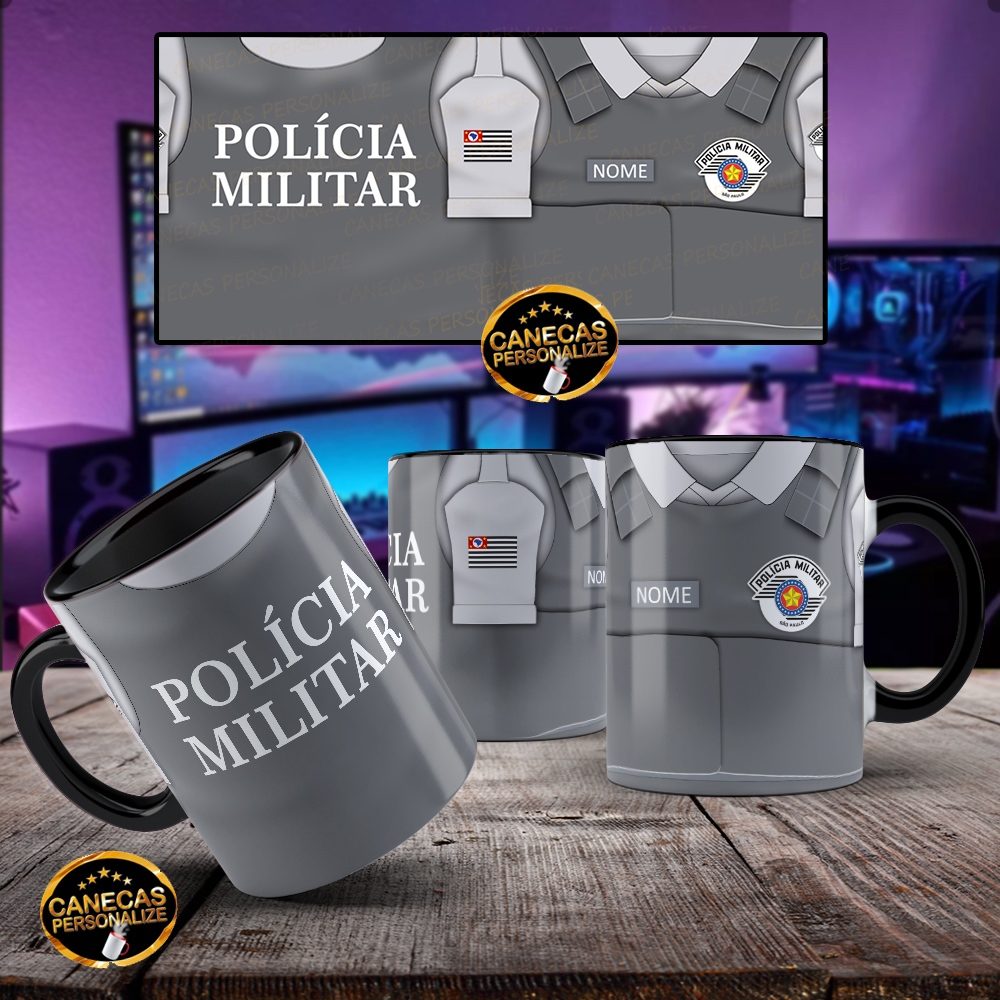 Canecas Policia Militar Uniformes com Nome Personalizado em Oferta na Shopee