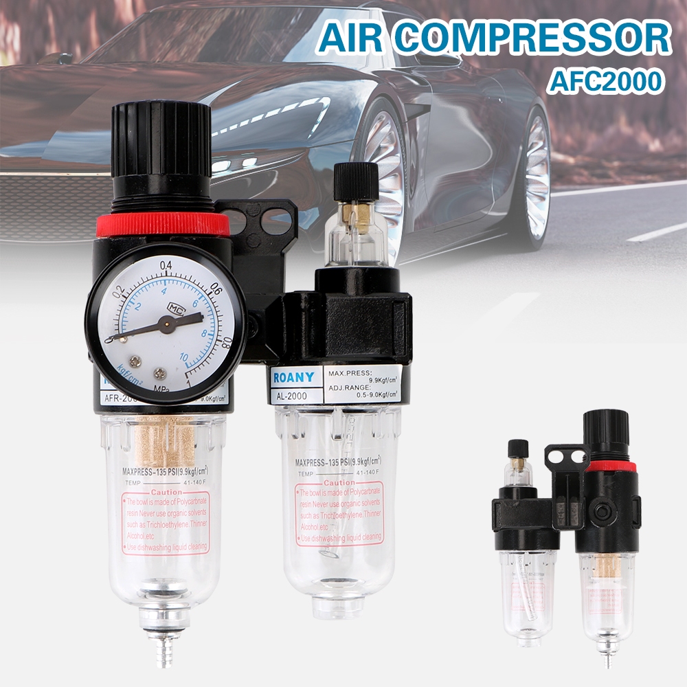 Filtro Eliminador de Água e Óleo Com Regulador de Pressão 1/4 Para Compressor De Ar