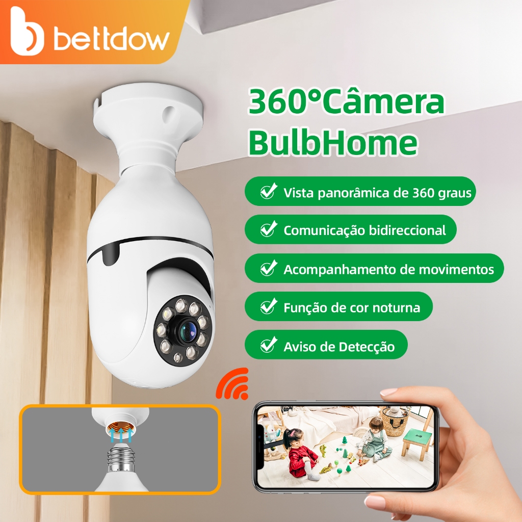 BETTDOW Câmera Wifi 2MP/3MP/2K QHD Externa Rotação de 360 ​​Graus Interna Monitoramento de Segurança Sem Fio