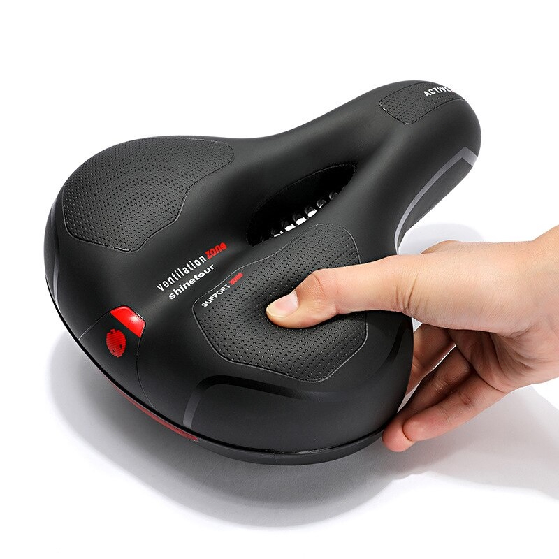 Assento De Bicicleta Banco Selim Super Confortável Selim Largo Bicicleta C/sinalizador ade...