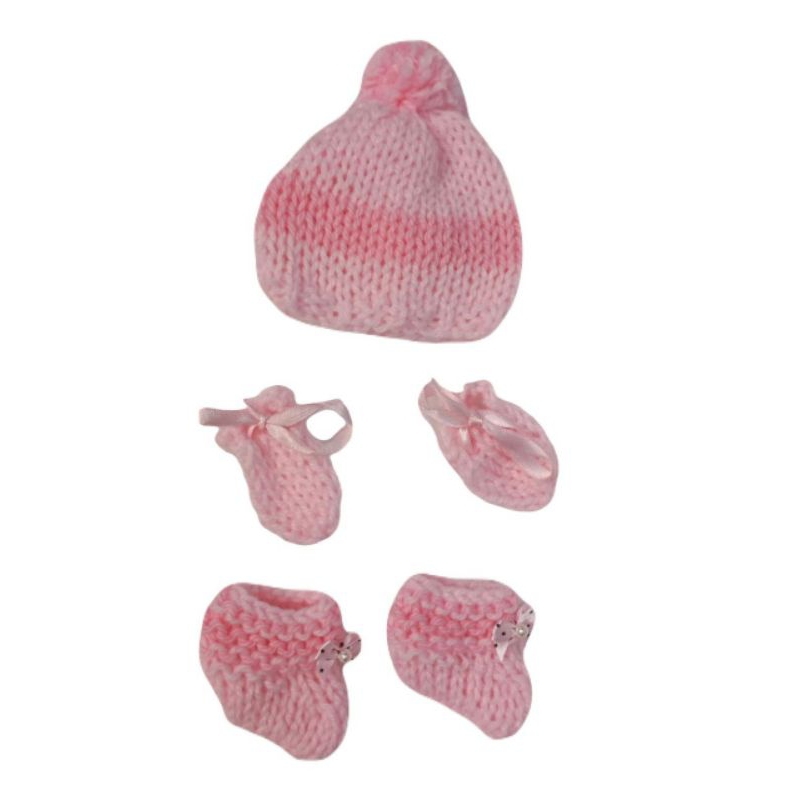 kit para boneca touca + luva + sapato crochê feito a mão com amor