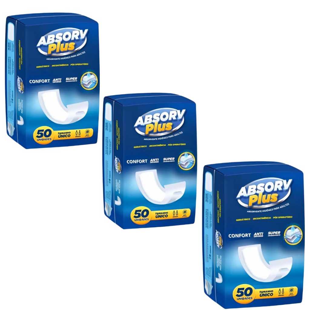 Absorvente Geriátrico Unisex Absorv Plus (03 Pacotes) 150abs