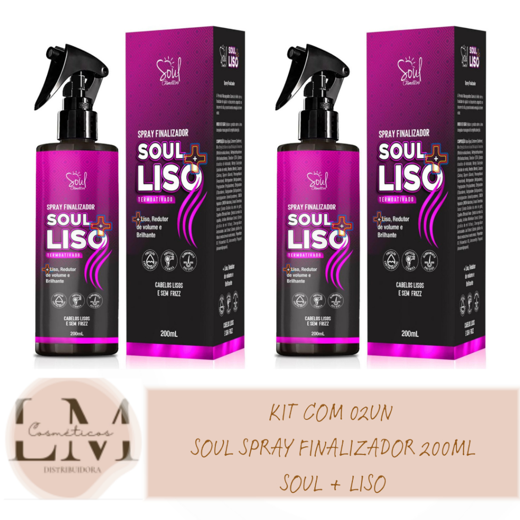 Kit com 02un Spray Finalizador Soul + Liso Brilhoso Sem Frizz 200ml em Oferta na Shopee
