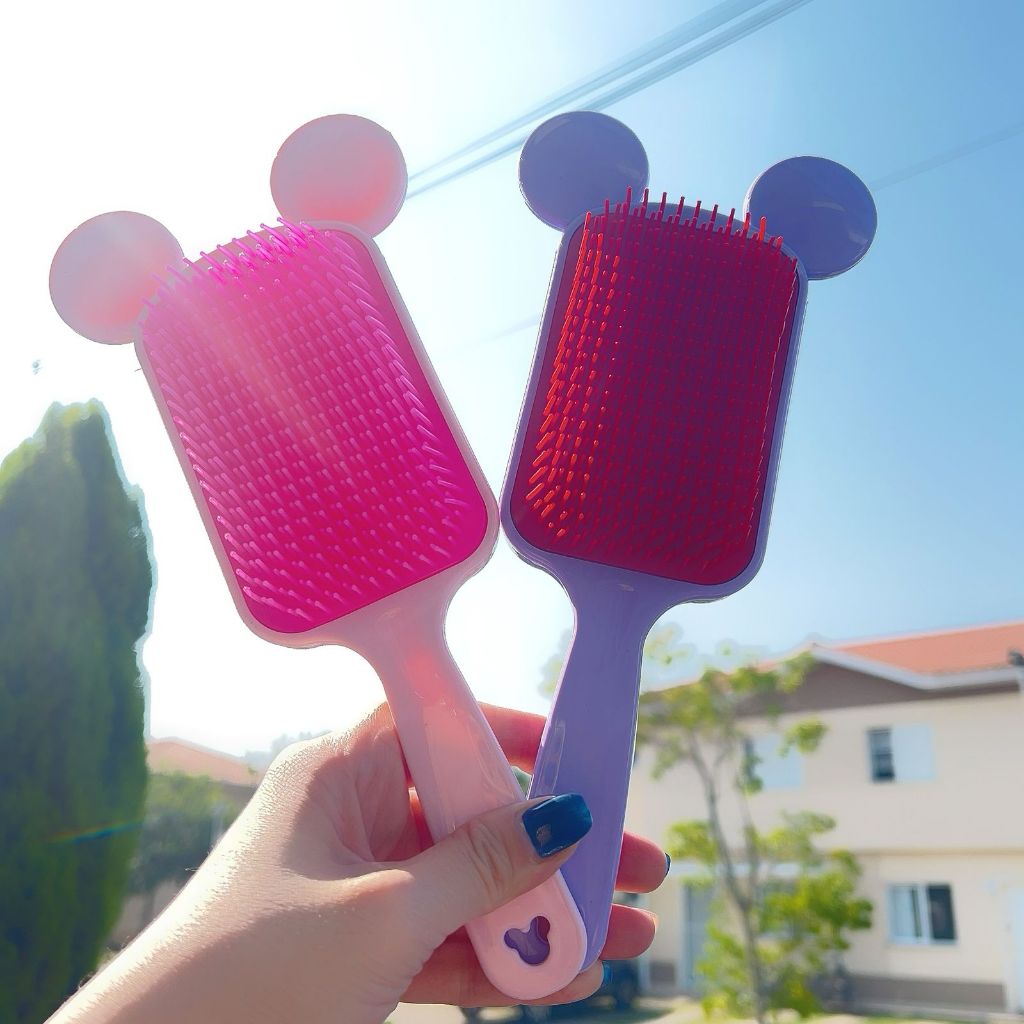 KIT 1-5 Escova Raquete -Flex Mickey - Anti Frizz - Pra Cabelo - Para Desembaraçar Cabelos - Com Alta Qualidade