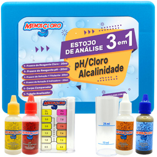 Medidor de Ph e Cloro e Alcalinidade Kit Estojo Teste  Água De Piscina marca MENOS CLORO em Oferta na Shopee