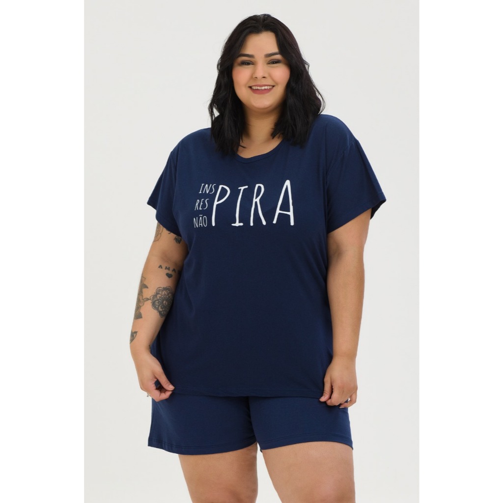 Conjunto Pijama Verão Feminino Extra Plus Size Curve Curve+ De Algodão Inspira Envio Imediato