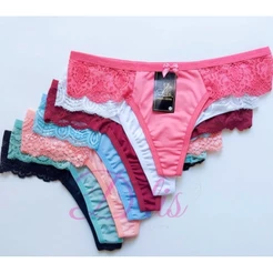 Kit 10 Calcinhas Fio Dental Lis com Renda Lateral.