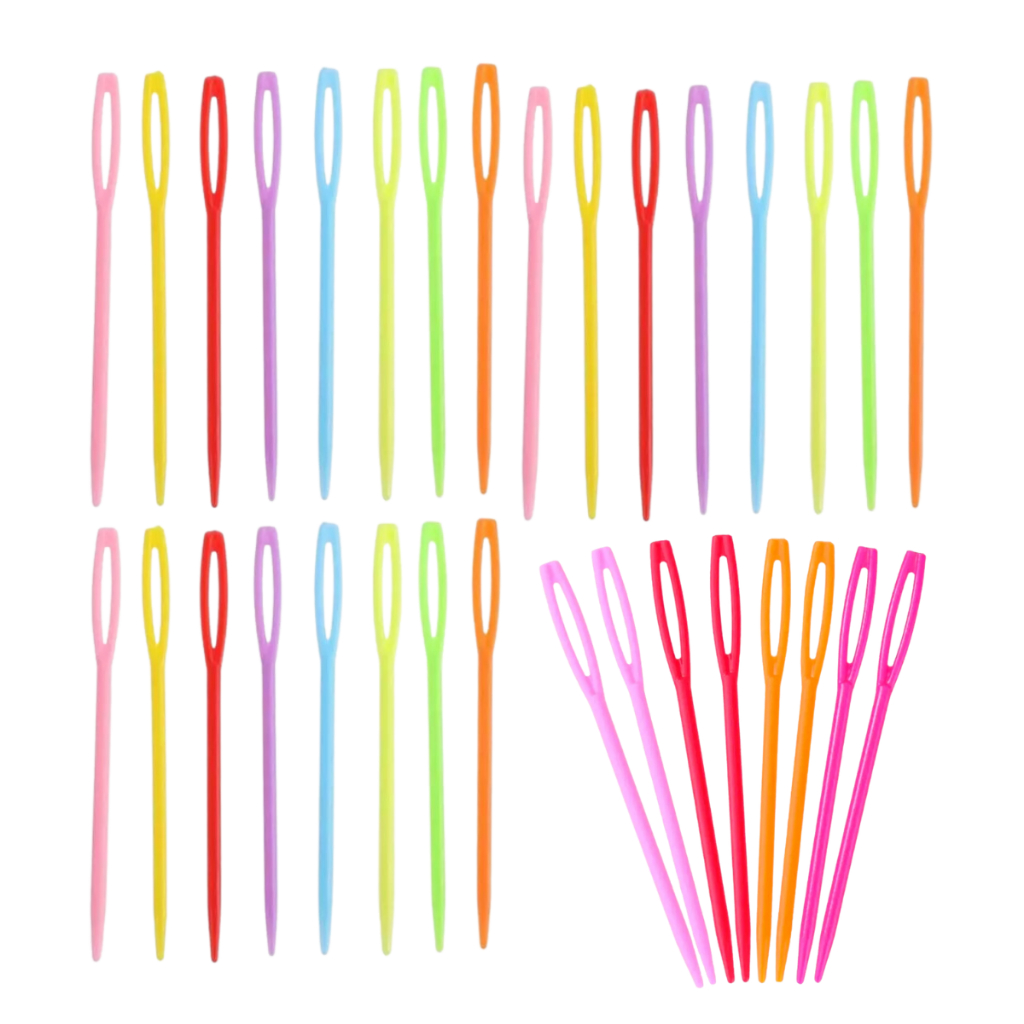 Kit ATACADO 400 Agulhas Plásticas Coloridas para Costura Agulhas Tapeceiro Plásticas Bordado