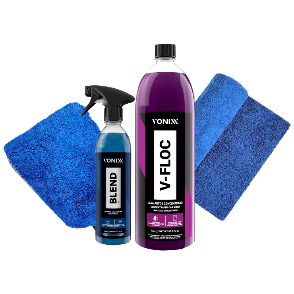 Kit Shampoo Automotivo V-floc 1,5l + Cera Carnauba Blend Liquida - Vonixx em Oferta na Shopee