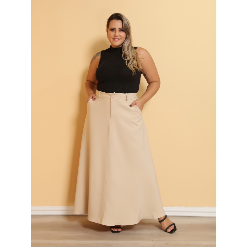 saia longa alfataria plus moda feminina 456#