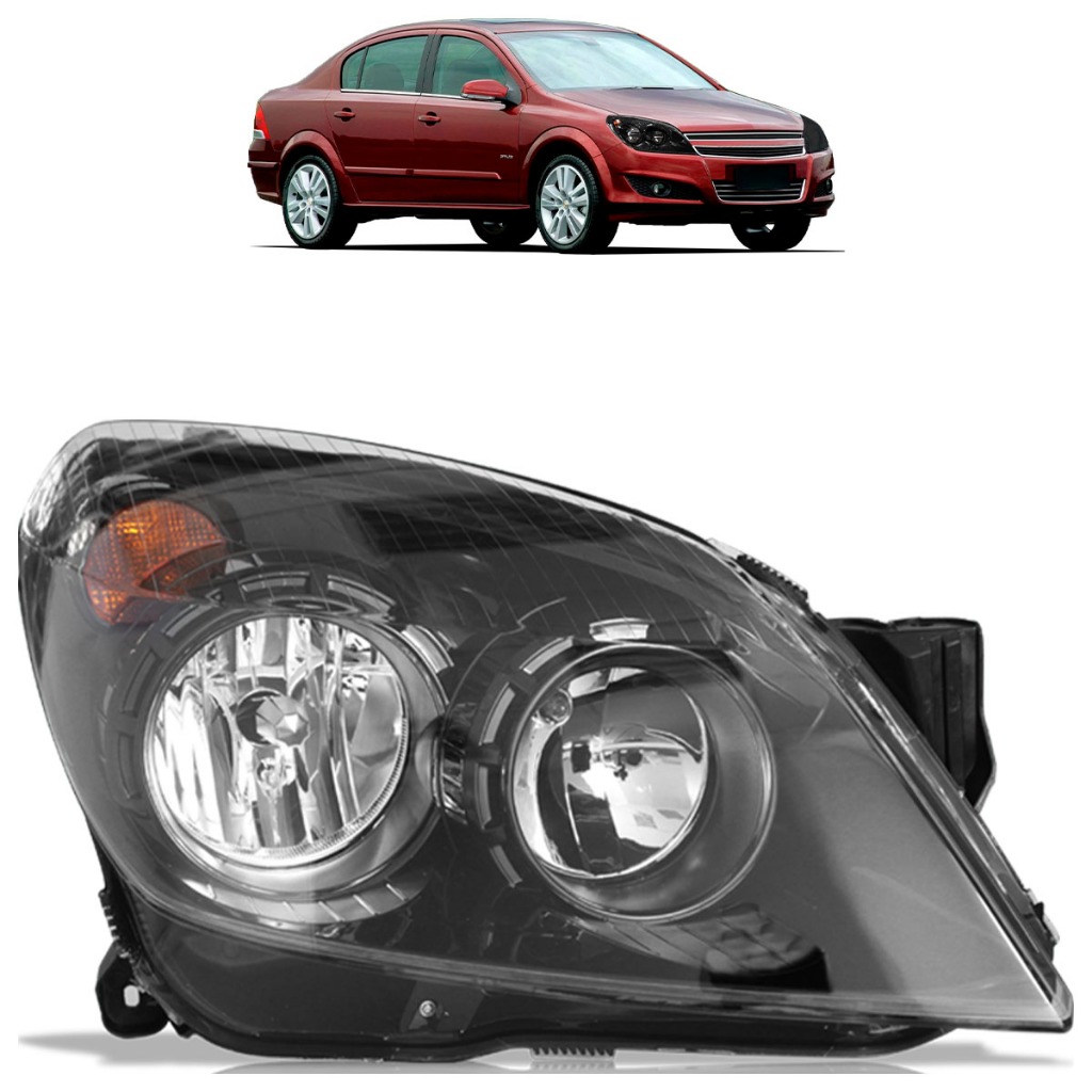 Farol Dianteiro Vectra GT 2009 2010 2011 2012 Máscara Negra - Spare Parts and Accessories for Vehicles
