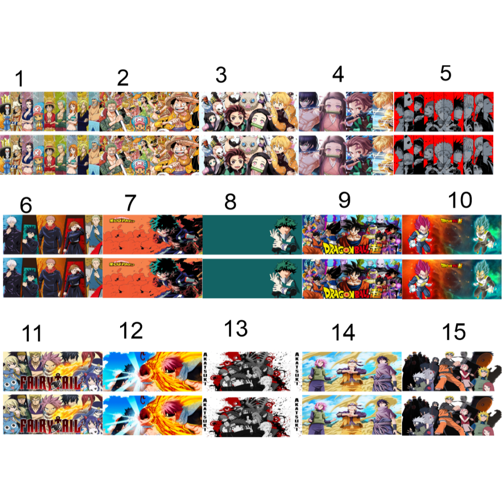 30 Estampas Sublimaticas Animes, Naruto, Fairy Tail, One Piece, Kimetsu no Yaiba