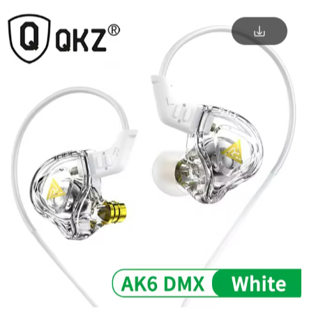 Fone c/ fio QKZ-AKX HiFi Heavy Bass Transparente, In-Ear Music, Dinâmico Com Microfone, DMX, Monitor IEM Nível, 3,5mm P2