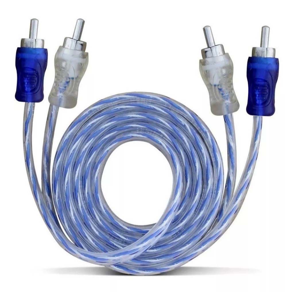 2pcs Cabo Rca 5 Metros Dupla Blindagem Injetado Som Automotivo