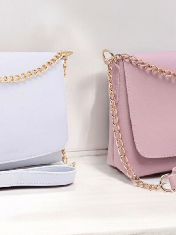 Kit 2 bolsa bolsinha feminina transversal com corrente luxo promoção 011 ref 13