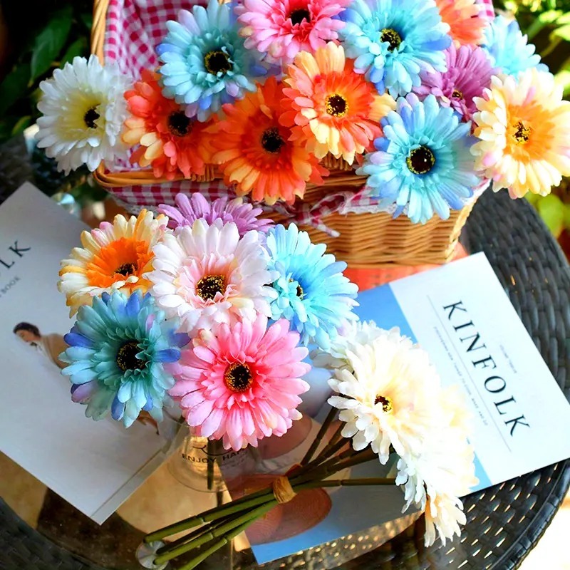 Gerbera Margarida Artificial com 5 flores P/ Decoração Casamento, Arranjos, Decorar Festas e casa - YNH802255