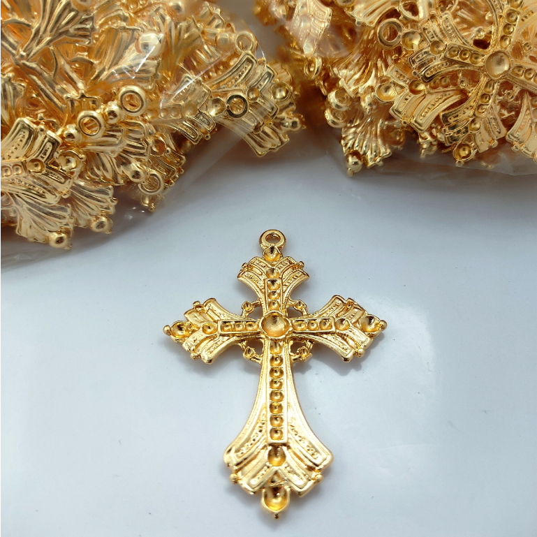 5 Crucifixos para Terços de Noiva   Dourado com Verniz Cataforetico e Niquel em Oferta na Shopee