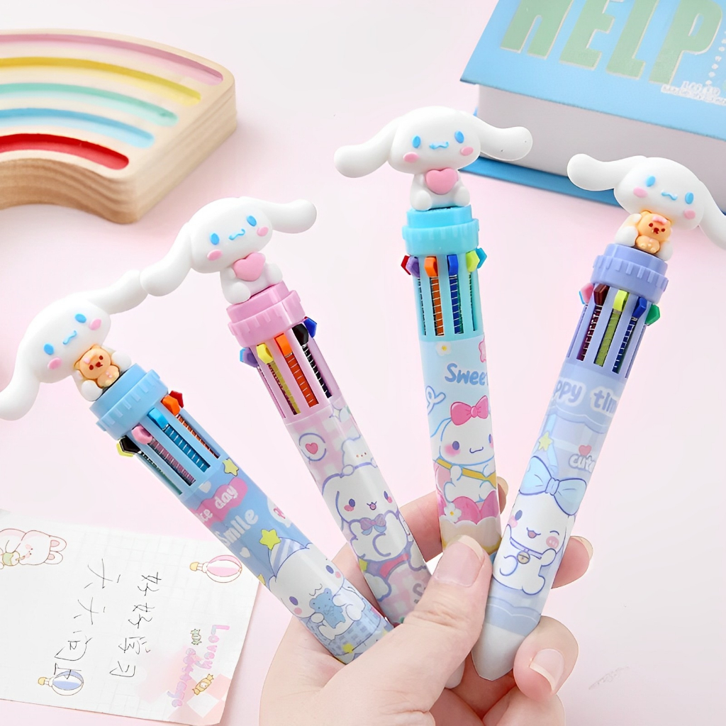 Caneta 10 em 1 papelaria divertida 10 cores caneta Personagens Sanrio esferográfica multicolorida papelaria/escola em Oferta na Shopee