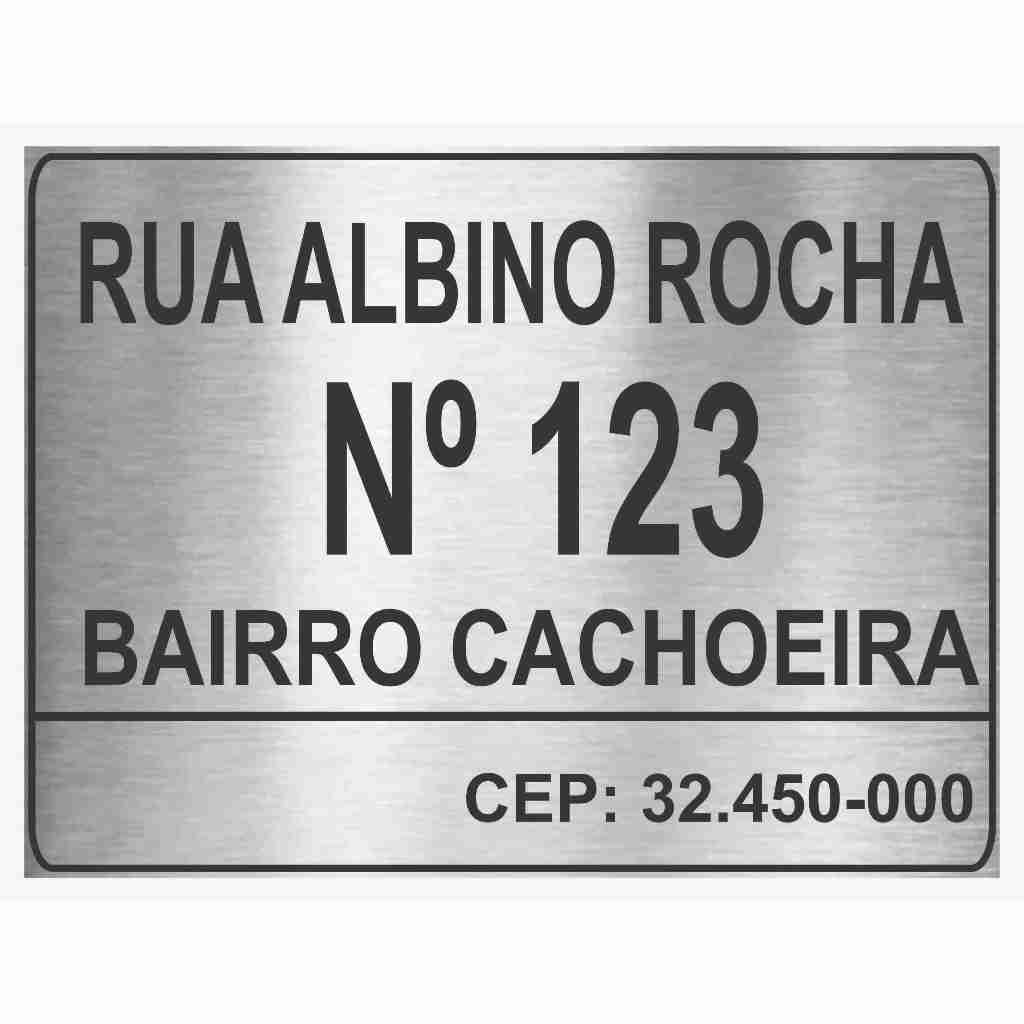 Placa 20X15CM. Endereço Residencial Casa Condomínio AÇO INOX