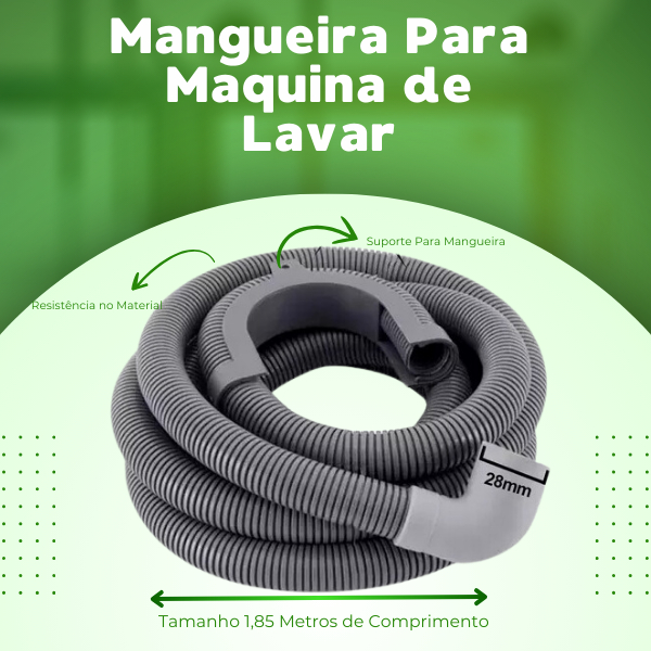 Mangueira Saida Maquina de Lavar Roupas - Boca Grossa 1,85mt  - Brastemp, Eletrolux, Consul - Padrão