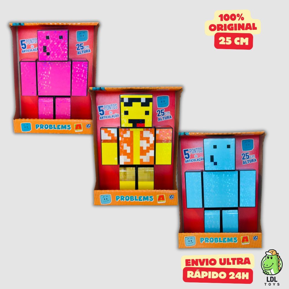 Kit 3 Bonecos 25cm Problems + Mel + Melzinha Gamer Articulado 9 Chaveiros Youtuber Algazarra em Oferta na Shopee