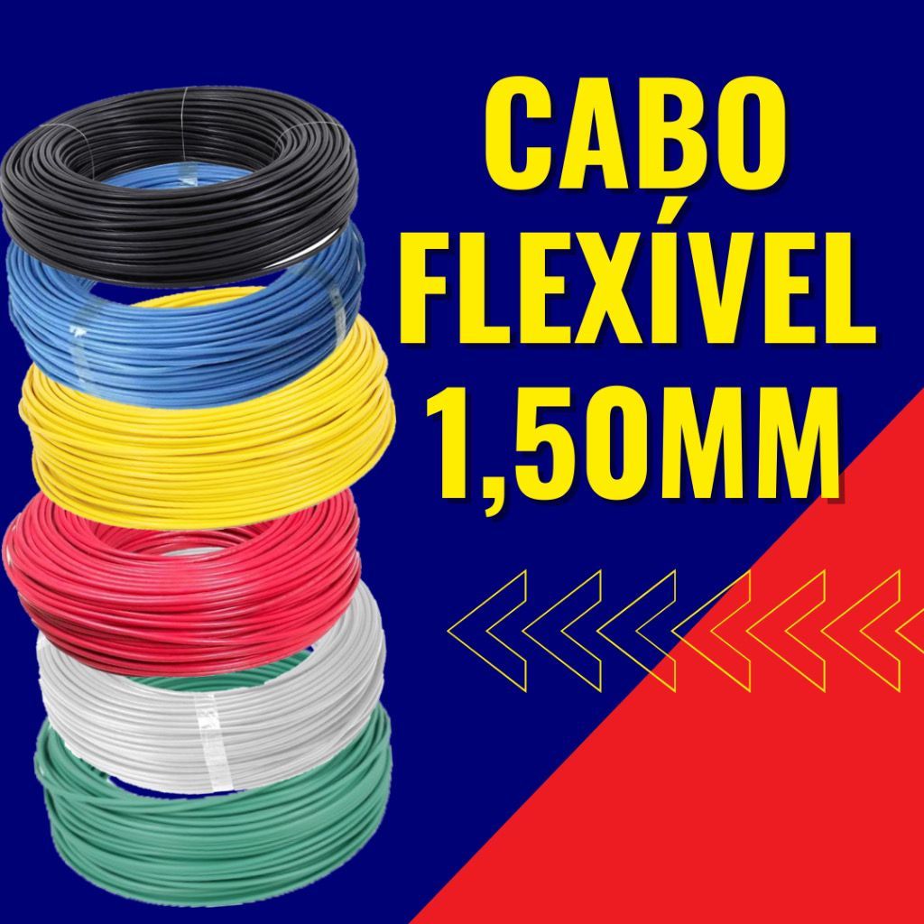 Rolo 100 Metros 1 x 1,5 mm Fio Cabo Flexivel Anti-chama Inmetro De Casa E Obra