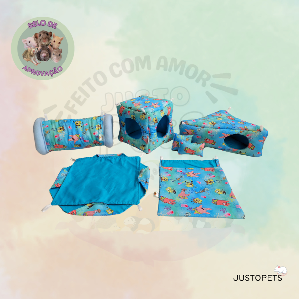 Kit de redes e tocas para Ratos Twister | 5 peças - Kit Bobby | JustoPets