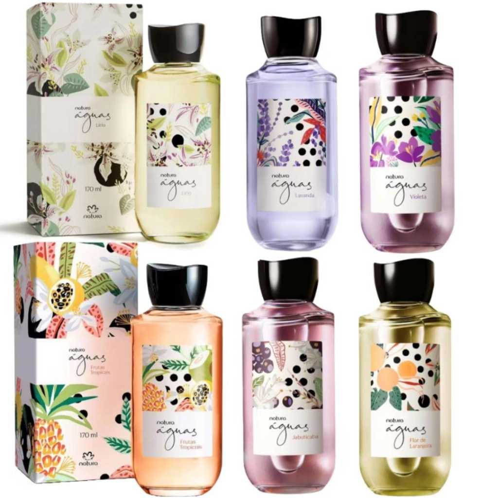 Águas Desodorante Colônia Feminino Natura 170ml - Original (Lírio, Flor de Laranjeira, Jabuticaba, Lavanda e Violeta)