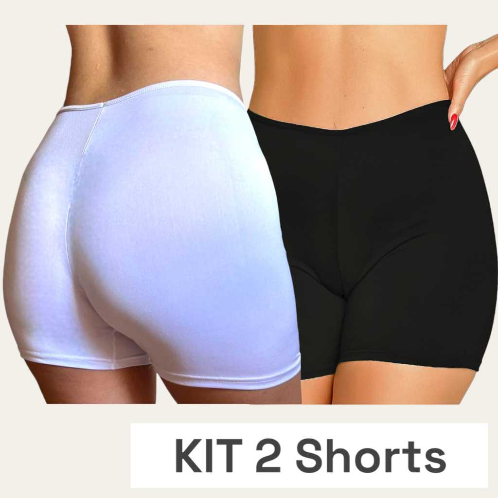 Kit 2 Short Anágua Liso Segunda Pele Feminino