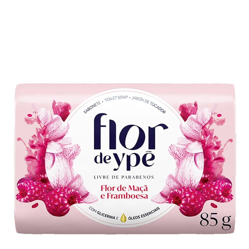 kit 12 Sabonete em barra Flor de Ypê Flor de maça e framboesa 85g com glicerina e óleos essenciais
