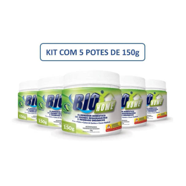 Limpa Fossa E Caixa De Gordura E Ralos - BioHome 150g - Kit com 5
