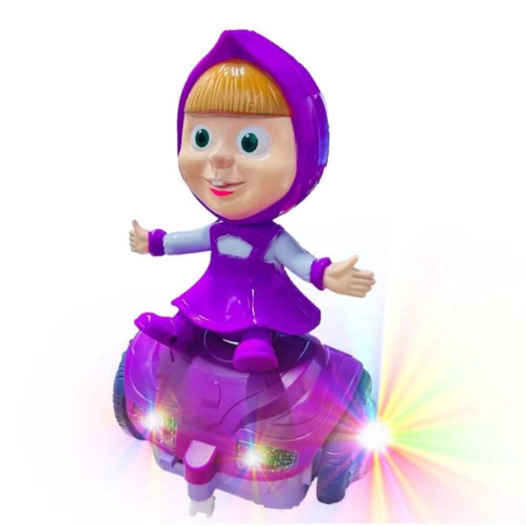 Boneca Infantil Masha Overboard a Pilha Luzes 3D Sons Gira 360 Bate e Volta