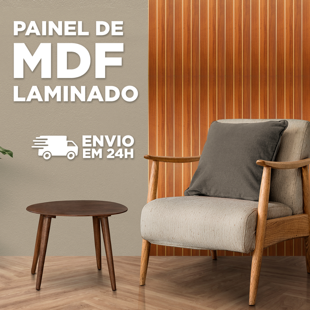 Placa Adesiva Revestimento De Parede Ripado Laminado MDF 15x53cm