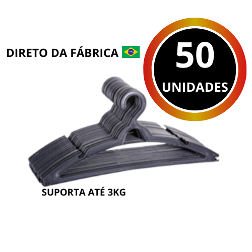 Cabide Adulto Preto Kit Cabides Reforçados Organizar Roupas