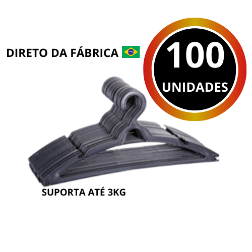 Cabide Adulto Preto Kit Cabides Reforçado Organizar Roupas