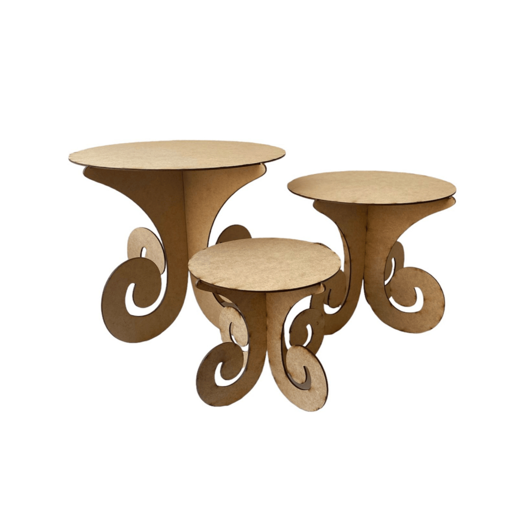 Kit Trio De Boleiras  Pmg Mdf Cru Decoração Festa em Oferta na Shopee