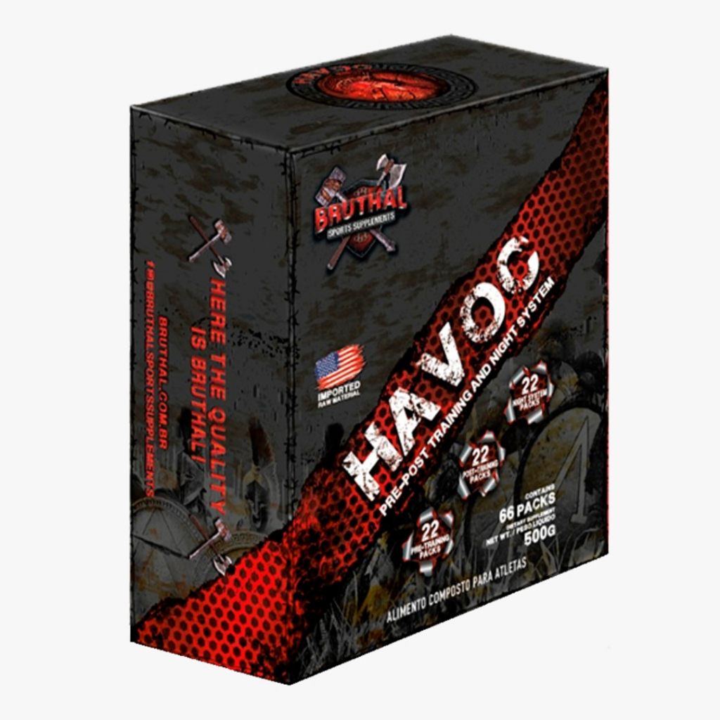 Havoc Pack Completo - Pre-Post Training e Night System - 66 Packs - Bruthal Sports Supplements