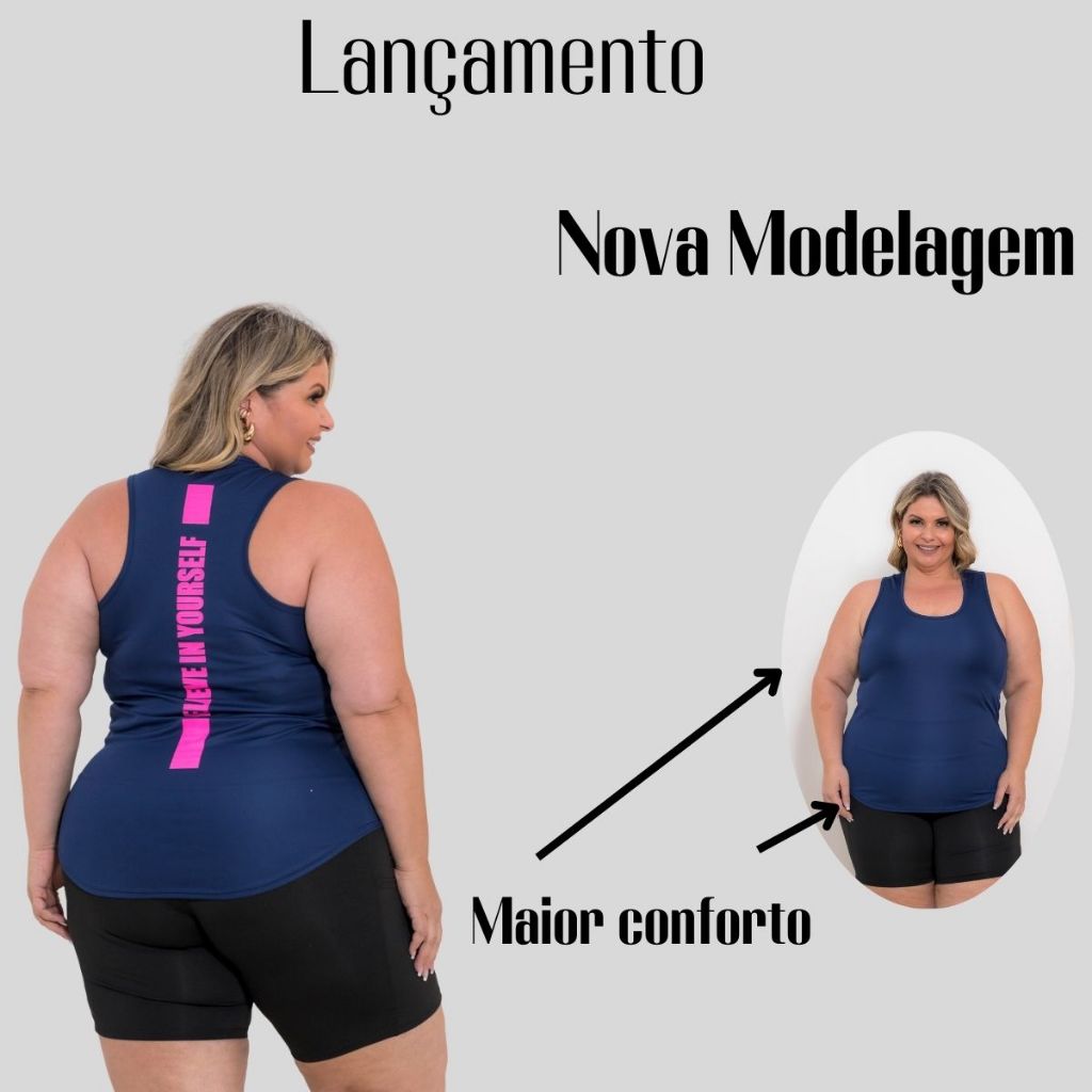 Regata Plus Size Feminina Camiseta Dry Fit Academia Estampada Believe em Oferta na Shopee