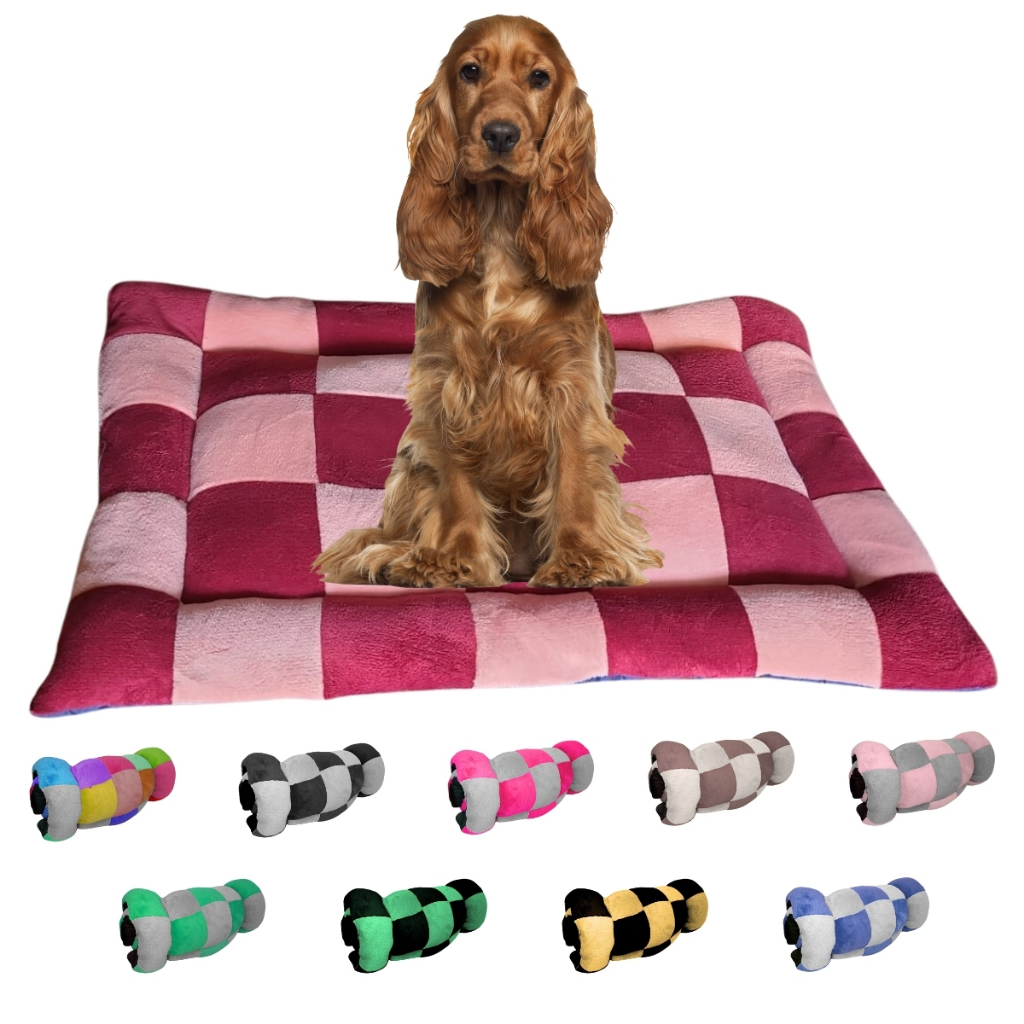 Colchonete Pet Cama Pet 60cm x 1mt Almofada Rolinho Quadriculado De Manta Soft