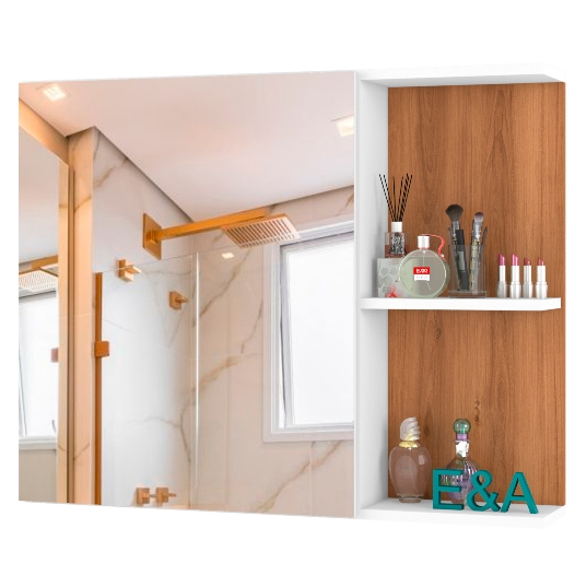 Armario Espelheira Banheiro Jade 1203 Fundo Flexycollor Com Porta - Cor