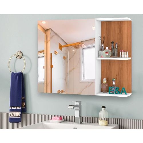 Armario Espelheira Banheiro Jade 1203 Fundo Flexycollor Com Porta - Cor — imagem 2 de 2