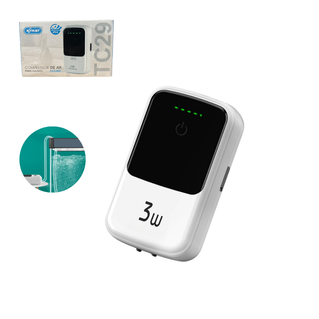 Compressor De Ar Bomba Oxigênio 2 Saídas Aquário 3W 5000mah Recarregável em Oferta na Shopee