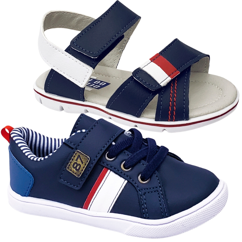 Kit 2 Pares Sandália Papete Infantil + Sapatenis Infantil Masculino Casual Confortável