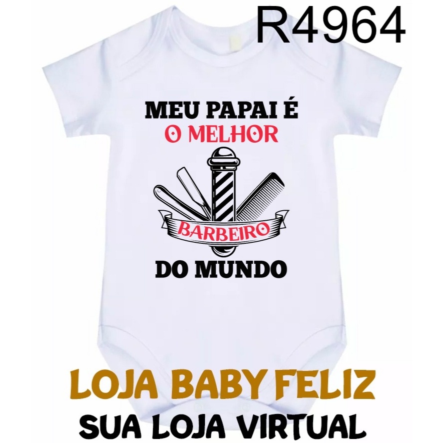 Body Bebê Papai Melhor Barbeiro Do Mundo R4964 em Oferta na Shopee
