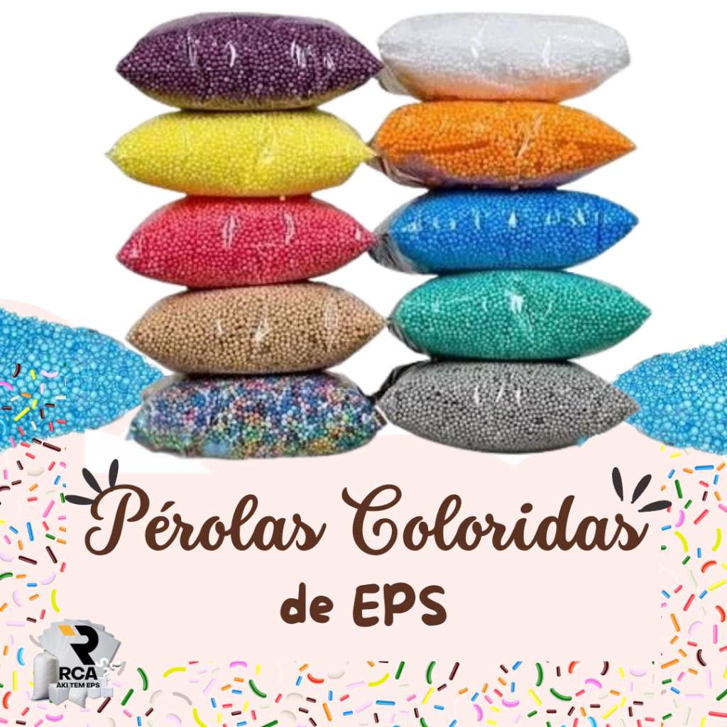 Pérolas de EPS Multicoloridas Pacote de 1 Litro para artes e Slime