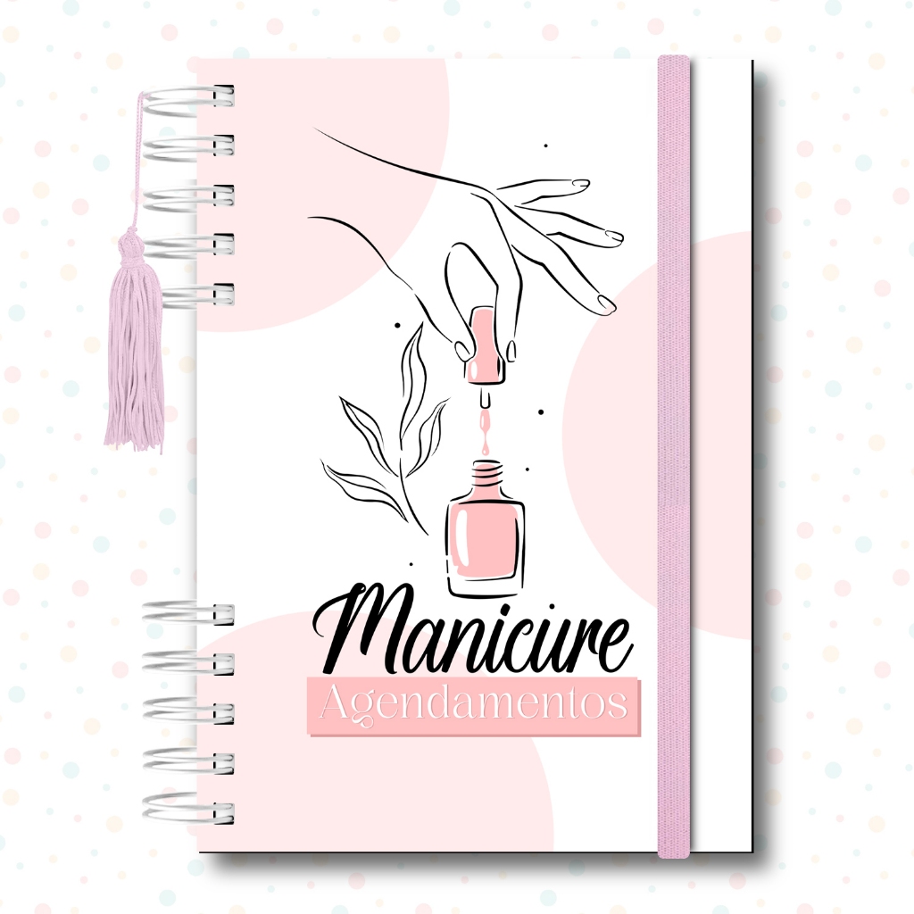Caderneta Agendamento Manicure Caderno Agenda Nail Designer 365 Dias 30 em 30 Minutos Rosa