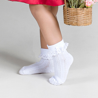 Meia Bebê Menina Babado Renda Lacinho Festa Infantil Batizado Social Casamento em Oferta na Shopee