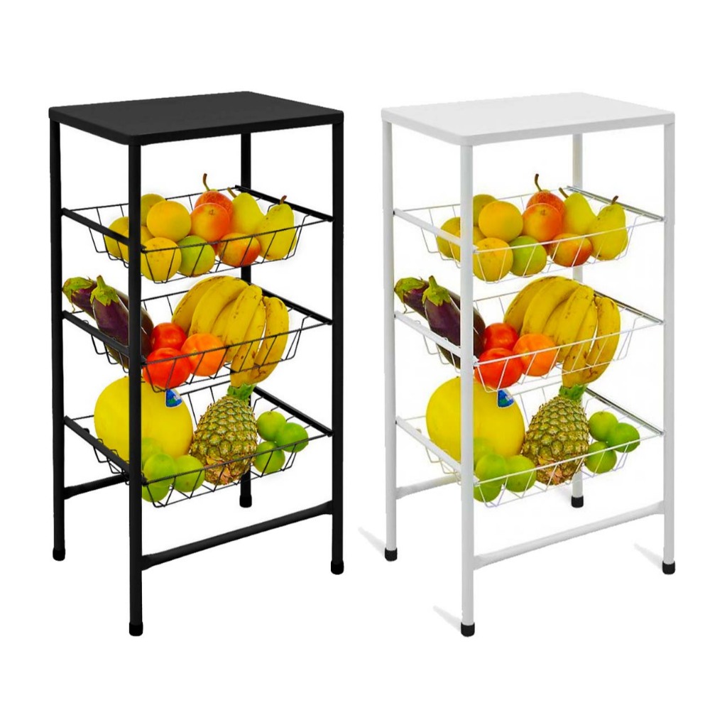 Fruteira Armário De Chão Em Metal 3 Divisórias Suporte Para Micro-ondas Galão De Água Forno Airfryer em Oferta na Shopee