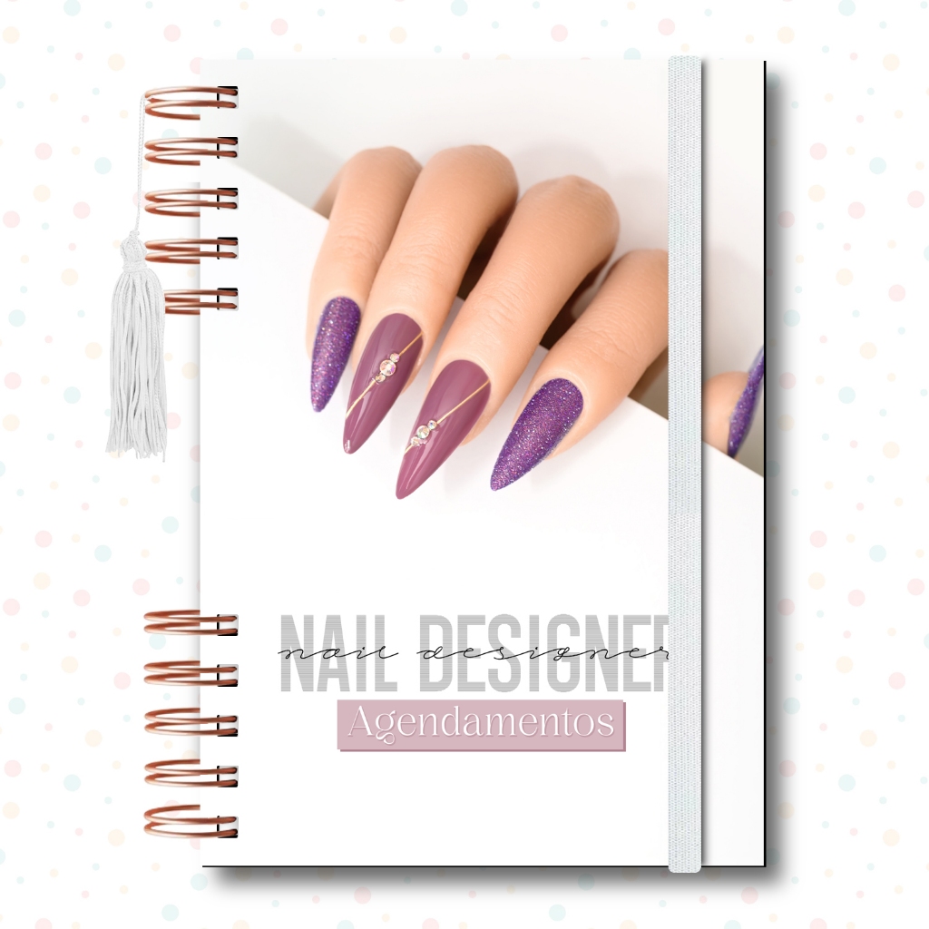 Agenda Nail Designer Alongamento Unhas Manicure Caderno Caderneta Livro  Capa Dura Organizador