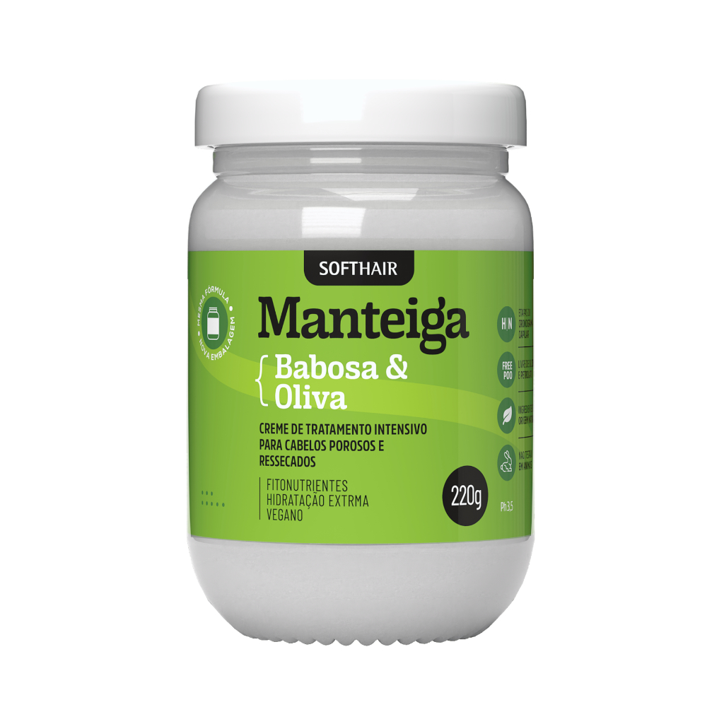 Manteiga Capilar Babosa e Oliva Hidratação Extrema 220g Softhair